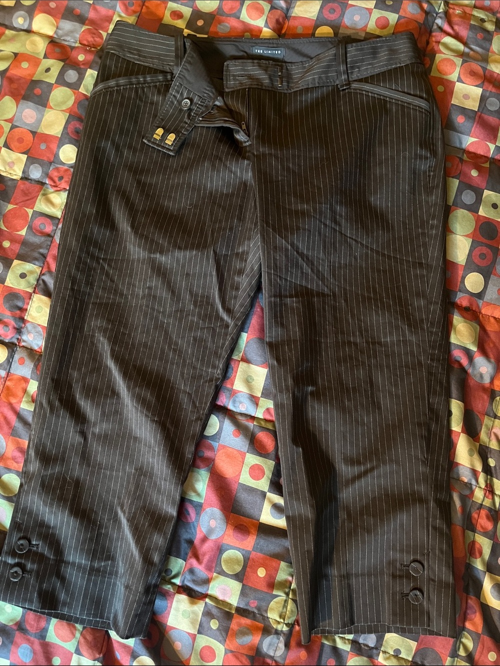 The Limited Black Pinstriped Cropped Dress Pants